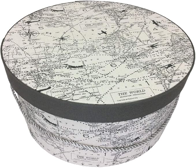 Sarah's Hat Boxes Classic Travel Hat Box – 12.75" x 6.5" (Dia. x Ht.) Handmade in USA – Odorless Non-Toxic Adhesive, Cording Handle – Premium Storage for Hats & Accessories