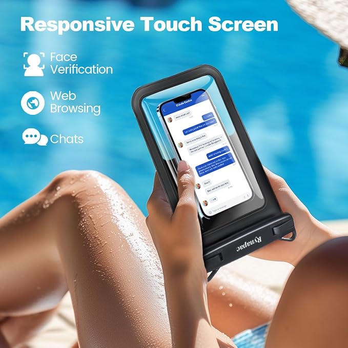 2 Pack Waterproof Phone Pouch - 10in Waterproof Phone Case with Lanyard, IPX8 Cellphone Dry Bag Beach Essentials for iPhone 16 15 14 Pro Max, Galaxy S25 S24 S23 Ultra, Cruise Ship Essentials