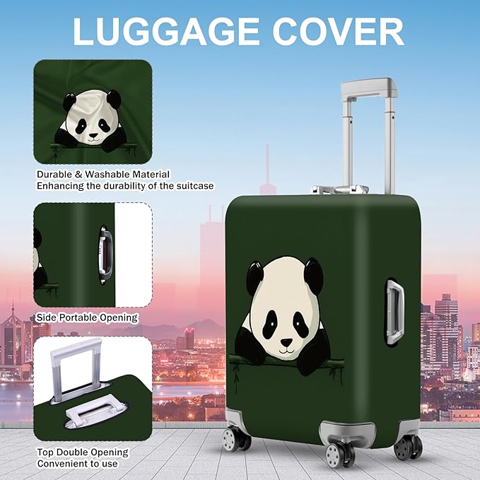 ANNA QUEEN Panda Luggage Cover, Cute Panda Design Suitcase Protector, Stretchable Washable Travel Sleeve for 24-26 Inch Luggage