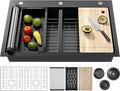Drop In Kitchen Sink Stainless Steel 32x22 - Drop In Workstation Sink Double Bowl Commercial 16 Gauge Stainless Steel Kitchen Sinks Black