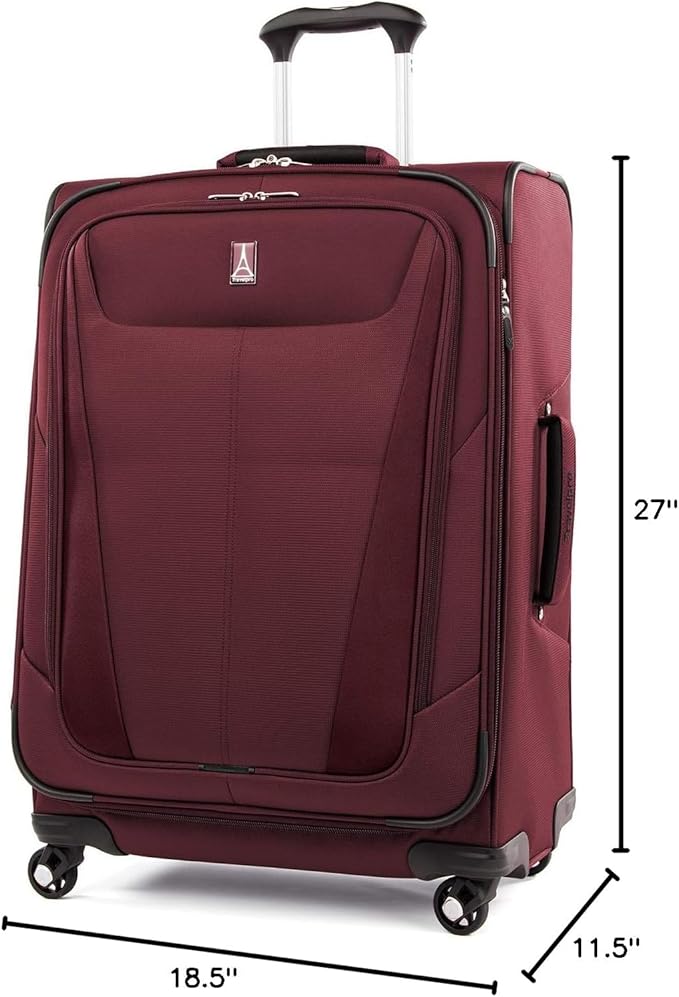 Travelpro Maxlite 5 Softside Expandable Checked Luggage with Spinner Wheels, Lightweight, 25-Inch — Burgundy