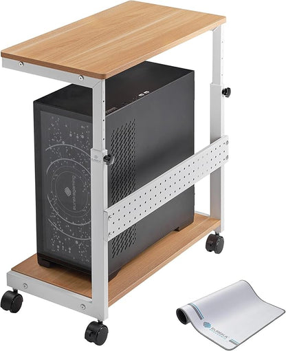 EUREKA ERGONOMIC PC Stand Computer Cart, Height Adjustable Tower Stand 2-Tier for ATX Case Printer, Rolling Cart on Wheels for Home Office Gaming