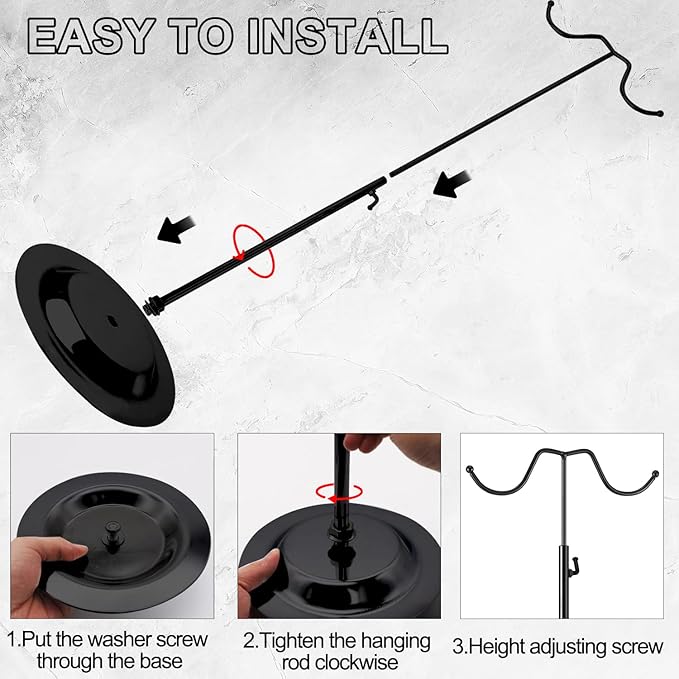 4 Pcs Purse Display Stand Adjustable Height Handbag Display Stand Metal Handbag Stand Holder Double Hook Purse Holder Stand for Home Store Boutique Counter, Black