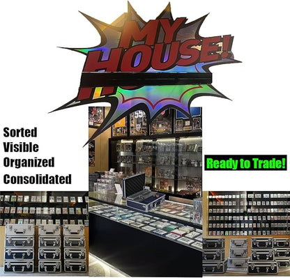 Multi color Card Storage Hard Case, Sports Card Collection Boxes,Trading Cards Cabinet, Card Holder, Toploader Box (Gray, Small)