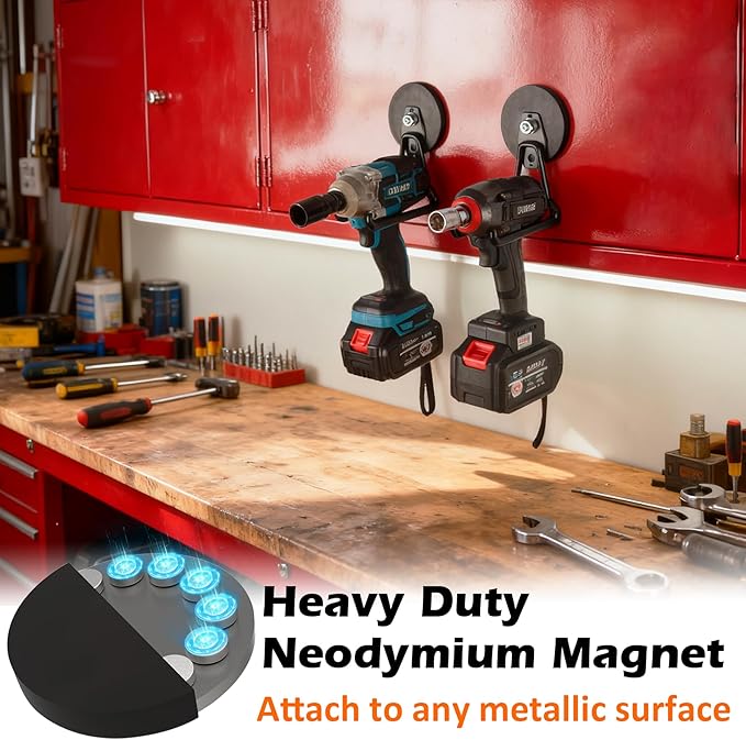 MUTUACTOR New Upgraded Magnetic Hooks Heavy Duty,40lbs Anti-Scratch Garage Large Magnet Hooks,2PCS Super Strong Magnetic Garage Hooks for Organizing Impact Drivers Trailer Cord Garden Tool Box