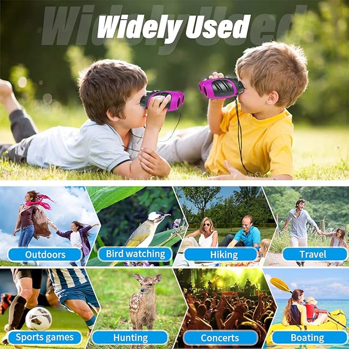 VNVDFLM Binoculars Toys for Children,Birthday Gifts for 4-9 Years Old Boys for Outdoor Play,5-12 Years Old Girls Presents,Best Gift for Kids Hunting,Learning (Pink)