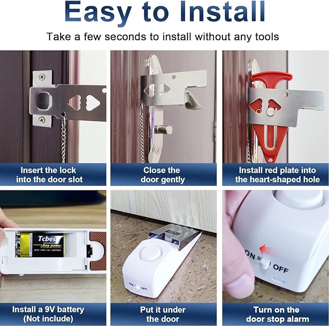 KERUI Upgraded Door Stop Alarm with Portable Door Lock 120 dB Travel Door Stopper Door Wedge Alarm with 3 Levels Sensitivity for Hotel, Home, Apartment
