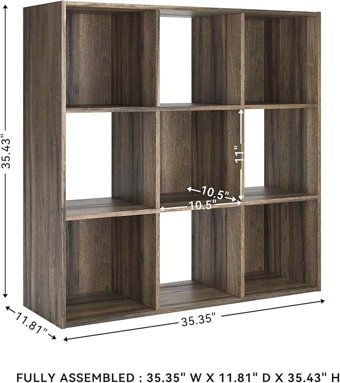 Signature Design by Ashley Shallifer 9 Cube Storage Organizer or Bookcase, Brown