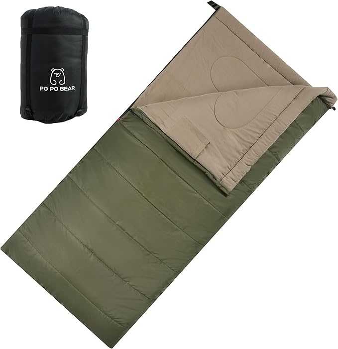 PO PO BEAR Zero Degree Sleeping Bag for Adults 100% Cotton Flannel Tall and Big