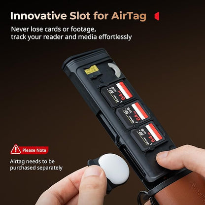 SmallRig Multifunctional Card Reader & Card Holder (CFexpress Type A), with Slot for AirTag, High-Speed Memory Card Reader for SD, SDXC, Micro SD, SDHC, 3 Card Read Simultaneously, 10 card slots -5361