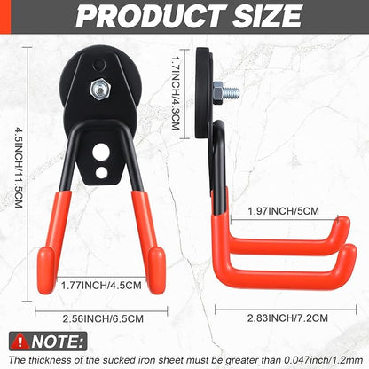 Landhoow Large Magnetic Hooks Heavy Duty Garage Magnet Hooks Strong Storage Utility Magnetic Hangers with Anti Slip Rubber Coating for Indoor and Outdoor Hanging(Orange,10 Pcs)