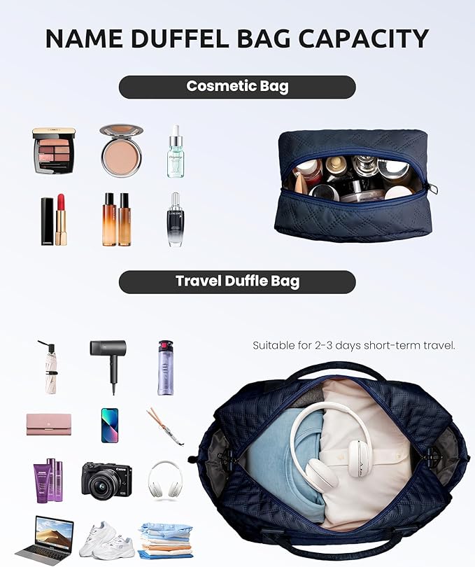 Birthday Gifts for 11 12 13 14 15 16 17 18 Year Old Girls Gifts-Duffle Travel Bag, Weekender Bag, Overnight Bag for Women, Travel Bag with Makeup Bag Graduation Gifts for Sister (Letter W)