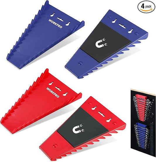 WORKPRO 4-Pack Magnetic Wrench Organizer, 12-Piece Wrench Holder Set for Tool Box Drawer Chest, SAE(1/4" - 15/16") and Metric(6 mm-24 mm)