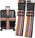 Stripes Luggage Straps for Suitcases, Adjustable Luggage Travel Belt to Keep Luggage Security While Travel, Strong Polyester Fabric, Easy-to-Recognize Stylish Pattern Travel Accessories, 2 Pack