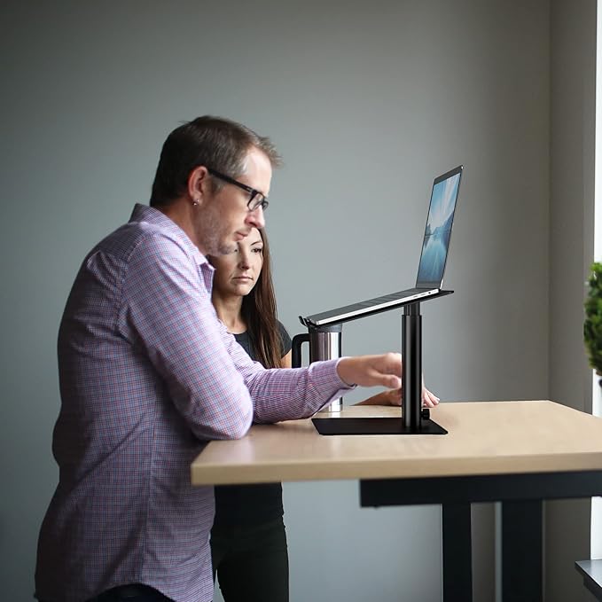 BESIGN LSX6 Computer Holder Stand, Ergonomic Adjustable Notebook Riser for Standing Work, Compatible with Air, Pro, Dell, HP, Lenovo More 10-14" Laptops, Black