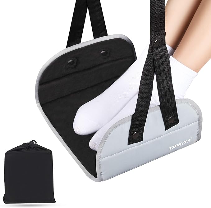 Airplane Footrest with Comfortable No Clashing Base, Portable Travel Foot Rest Made with Premium Memory Foam, Airplane Travel Accessories to Reduce Swelling and Soreness, Gifts for Travelers
