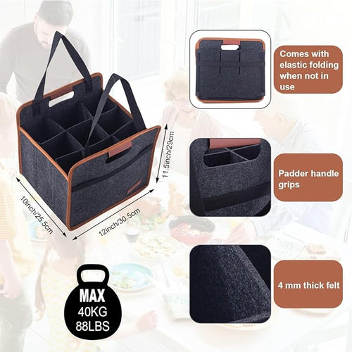 2 Pack 9 Bottle Wine Tote Bag, Insulated Thermal Padded Wine Carrier Tote, Reusable Wine Bags for Wine Bottles Travel, Camping and Picnic, Perfect Wine Lover Gift