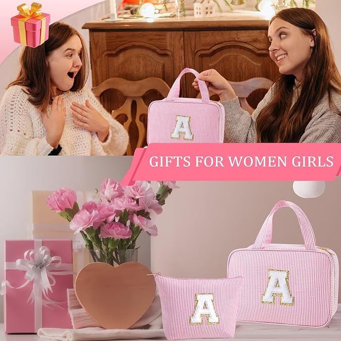 YOOLIFE Birthday Gifts for Women Teen Girls - Hanging Toiletry Bag Initial Makeup Bag, Personalized Large Toiletry Bag, Gifts for Women Teen Girls Daughter Sister - Letter M, Purple