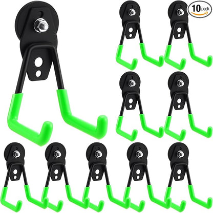 Landhoow Large Magnetic Hooks Heavy Duty Garage Magnet Hooks Strong Storage Utility Magnetic Hangers with Anti Slip Rubber Coating for Indoor and Outdoor Hanging(Green,10 Pcs)