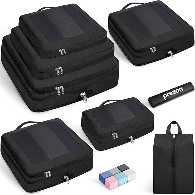 8 Set/6 Set/4 Set Compression Packing Cubes for Travel, Lightweight Vacation Travel Essentials, Travel Accessories for Suitcase Organizer Bags Set, Durable Luggage Organizer