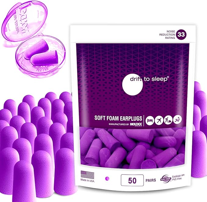 MOLDEX Soft Foam Earplugs for Sleeping, Snoring, Work, Travel, Shooting - 33dB Highest NRR Made in USA (20, 40, 50 Pairs) (Purple, 50 Pairs)