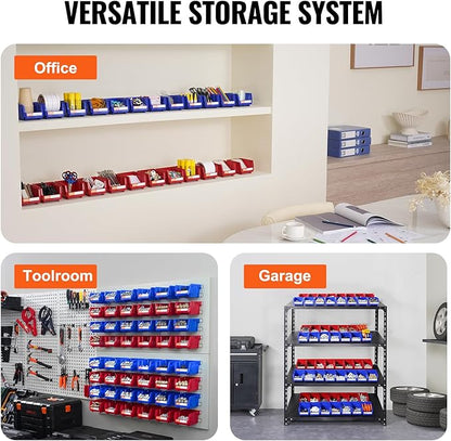 VEVOR Plastic Stackable Storage Bins 24 Pack (5 x 4 x 3-Inch), Hanging Stackable Storage Organizer Bins, Heavy Duty Stacking Containers for Closet, Garage, Office, or Small Parts Organization