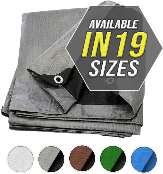 Tarp Cover 12X12 Silver/Black Heavy Duty Thick Material, Waterproof, Great for Tarpaulin Canopy Tent, Boat, RV Or Pool Cover! by Trademark Supplies