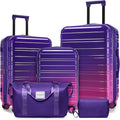 LARVENDER Luggage Sets 5 Piece Hardside Expandable Suitcase with Wheels Lock,PC+ABS Hardside Lightweight Rolling Suitcase for Women and Men,Midnight Berry