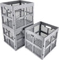 3-Pack Collapsible Plastic Storage Crates,Foldable Crates for Storage,16L (Grey)