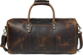 ELIZO Leather Duffle Bag For Men Women REAL FULL GRAIN Travel Overnight Weekender Carry On Luggage Sports Gym Bags (Antique 20 Inch) Nomad