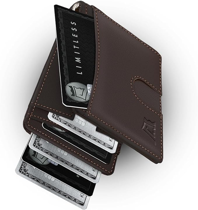 Kings Loot Custom Wallet for Men | Engraved Leather Slim Wallet with Money Clip | Personalized RFID Blocking Design | Minimalist & Stylish Wallets (Truffle)