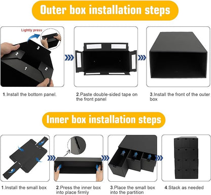 Trading Card Storage Box, Includes 24-600 CT Boxes & Card Dividers, + Trading Card Organizer for Collectible Card Games, for TCG, MTG, PTCG, Baseball Cards, with Labels & Tapes