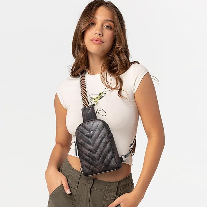 7L Sling Bag for Women Men Leather Small Sling Backpack Daypack Anti Theft Fanny Pack Crossbody Purse Travel