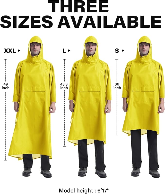 iCreek Hooded Rain Poncho with Pocket Waterproof Lightweight Unisex Raincoat Jacket for Hiking, Camping, Outdoor