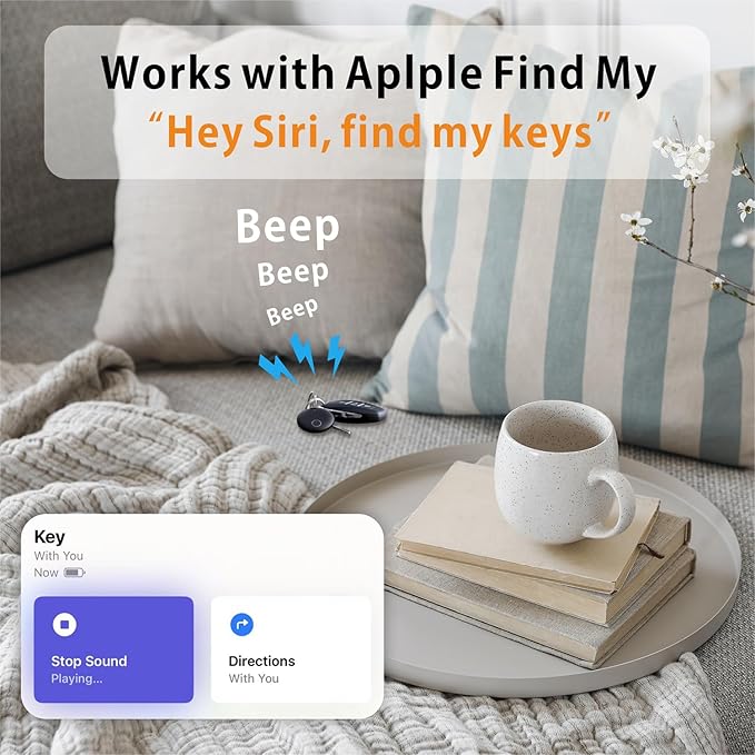 Air Tracker Tags-4 Pack, Smart Bluetooth Tracker Works with Apple Find My (iOS Only), Item Finder Locator for Keys, Luggage, Backpack, IP67 Waterproof
