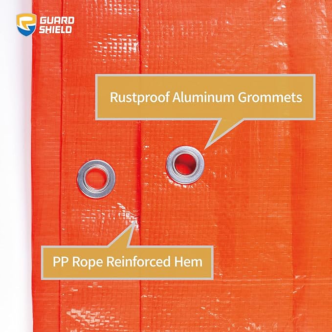 GUARD SHIELD Orange Tarp 10x20 Feet Tarps High Visibility Outdoor Poly Cover Lightweight 6mil