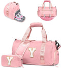 Christmas Gifts for Kids-Girl Gym Bag with Shoe Compartment, Kid Personalized Weekender Overnight Bags, Initial Travel Tote with Makeup Pouch, Graduation Gift for Girls (Letter Y)