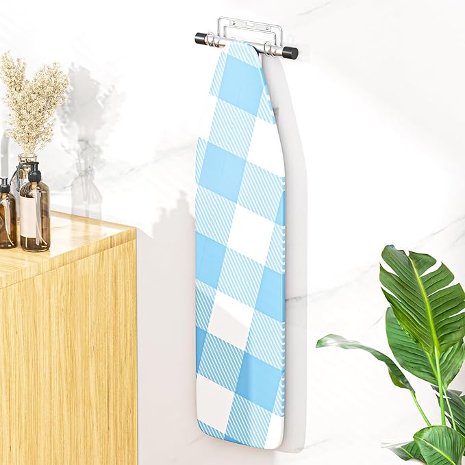 Ironing Board Holder Wall Mount, Over The Door Ironing Board Holder, Over The Door Or Wall Mount Ironing Board Hanger for Y & T Leg Iron Boards (Silver)
