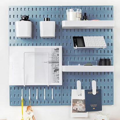 22"x22" Pegboard Combination Kit Wall Organizer Kit - 4 Panels & 14 Hooks for Kitchen, Bedroom, Office, Bathroom Storage