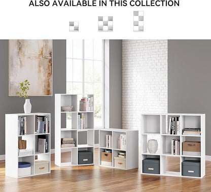 Signature Design by Ashley Onita Modern 3-Tier Floor Standing 6 Cube Organizer for Living Room, Wood, Works with 10.5 W x 10.5 D x 11 H Storage Bin (Sold Separately), White