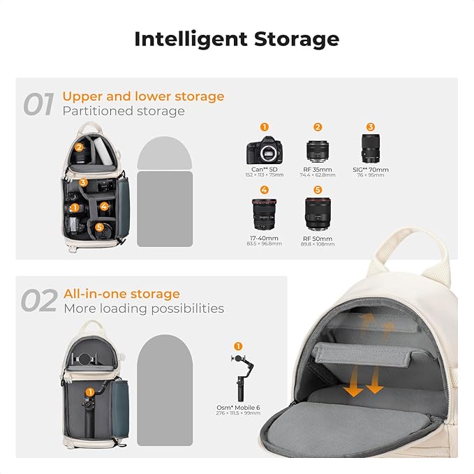 K&F CONCEPT Camera Sling Bag Crossbody Bag Camera Shoulder Backpack DSLR/SLR/Mirrorless Photography Bags Compatible with Canon/Nikon/Sony/Fuji/Gopro/DJI