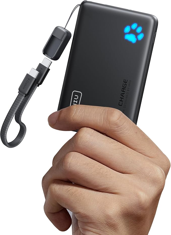 INIU Portable Charger, Ultra Slim 10000mAh 45W PD Power Bank, USB C in&Out Fast Charging Battery Pack, Travel Essential Phone Powerbank Compatible with iPhone 16 15 14 Samsung S22 S21 Google iPad etc