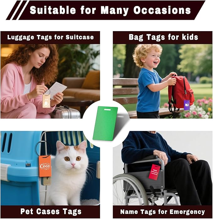 4PCS Personalized Luggage Tags for Travel Durable Aluminium Luggage Tags for Suitcases Custom Bag Tags for Backpacks Heavy Duty Personalized Name Tags for Birthday Gifts(Small,Purple)