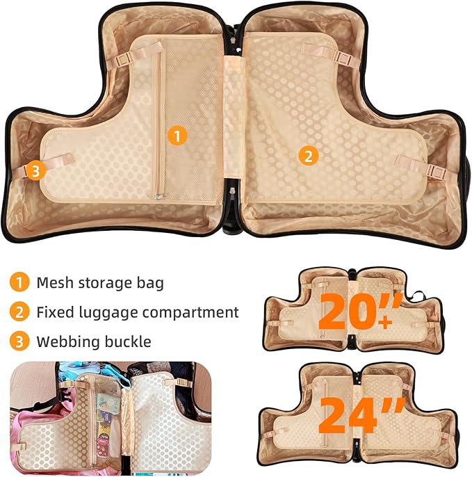 N-A Kids Ride On Suitcase with Wheels, Scooter Luggage for Toddlers Travel, Durable Children's Suitcase for Boys & Girls Ages 2-14 Years