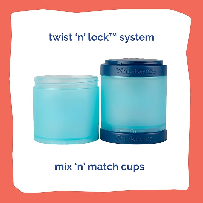 Whiskware Disney Princess Stackable Snack Containers for Kids, 3 Stackable Snack Cups for School and Travel, Ariel and Flounder