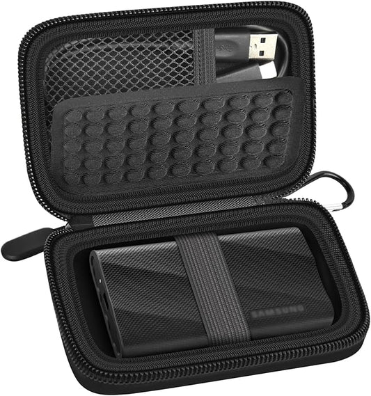 Case Compatible with Samsung T9/ T7/ T7 Shield Portable SSD 1TB 2TB 4TB External Hard Drive, Storage Travel Carrying Holder Organizer for Solid State Drives & USB Cable (Box Only)-Black