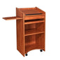 OEF Furnishings Mobile Floor Lectern with Side Shelf And Keyboard Tray, Cherry