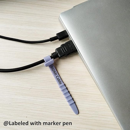 Silicone Zip Ties, Reusable Zip Ties, 20pcs Rubber Cable Ties Straps for Wire Management, Elastic Cable Organizer for Home Office Table Desk. Black 4.5” Cord Ties (20 Pcs Black)