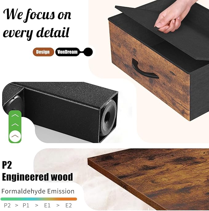 Vinyl Record Storage Crate with Fabric Drawer, Wooden LP Album Storage Holder for 12" Vinyls, All-in-One Organizer Holds 60 LPs