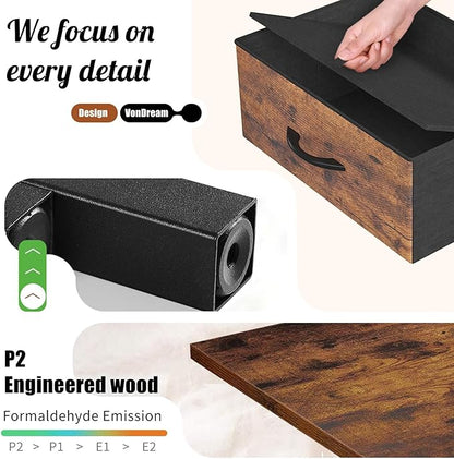 Vinyl Record Storage Crate with Fabric Drawer, Wooden LP Album Storage Holder for 12" Vinyls, All-in-One Organizer Holds 60 LPs